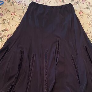 Vintage Gizel skirt size L black mesh w velvet trim, fully lined